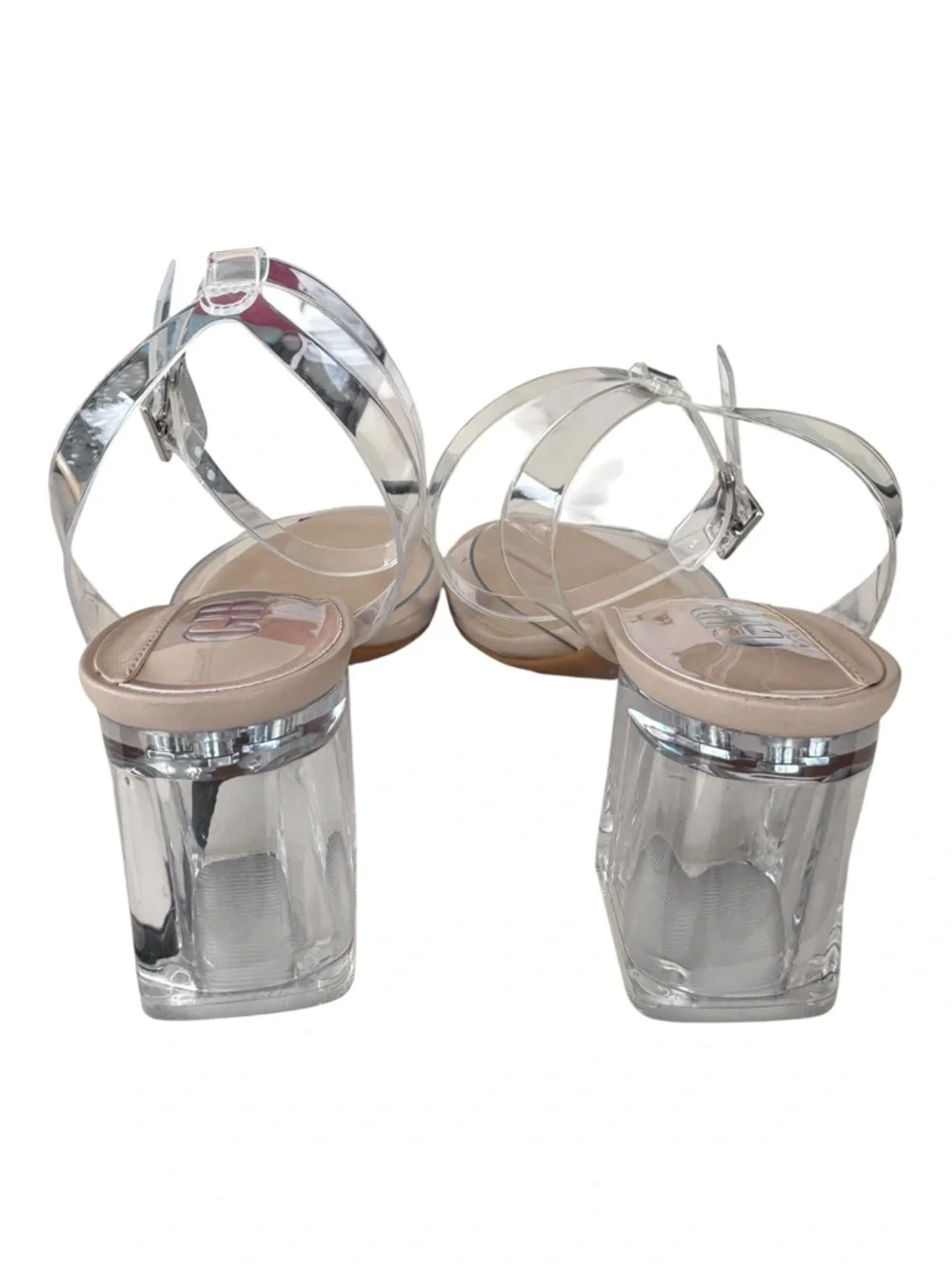 NWT Gianni Bini NWT Clear Lucite Block Heel Sandals 7.5 Transparent Ankle Strap